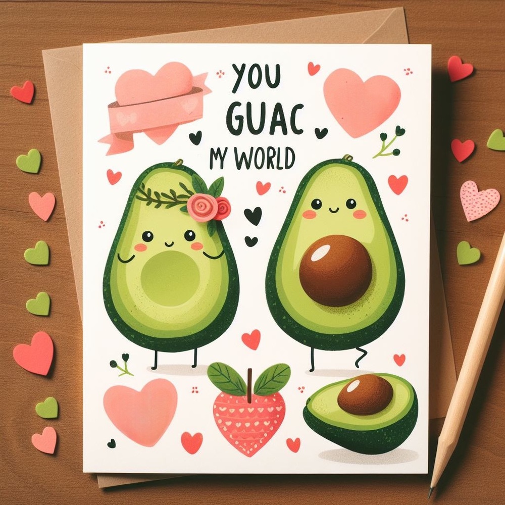Handmade Valentine’s Day Guacamole Card